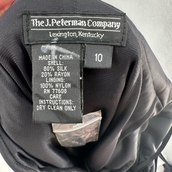 The J. Peterman Company VTG Black Silk/Rayon Dotted Dress Whimsy Midi WMNS 10 - Picture 4 of 4